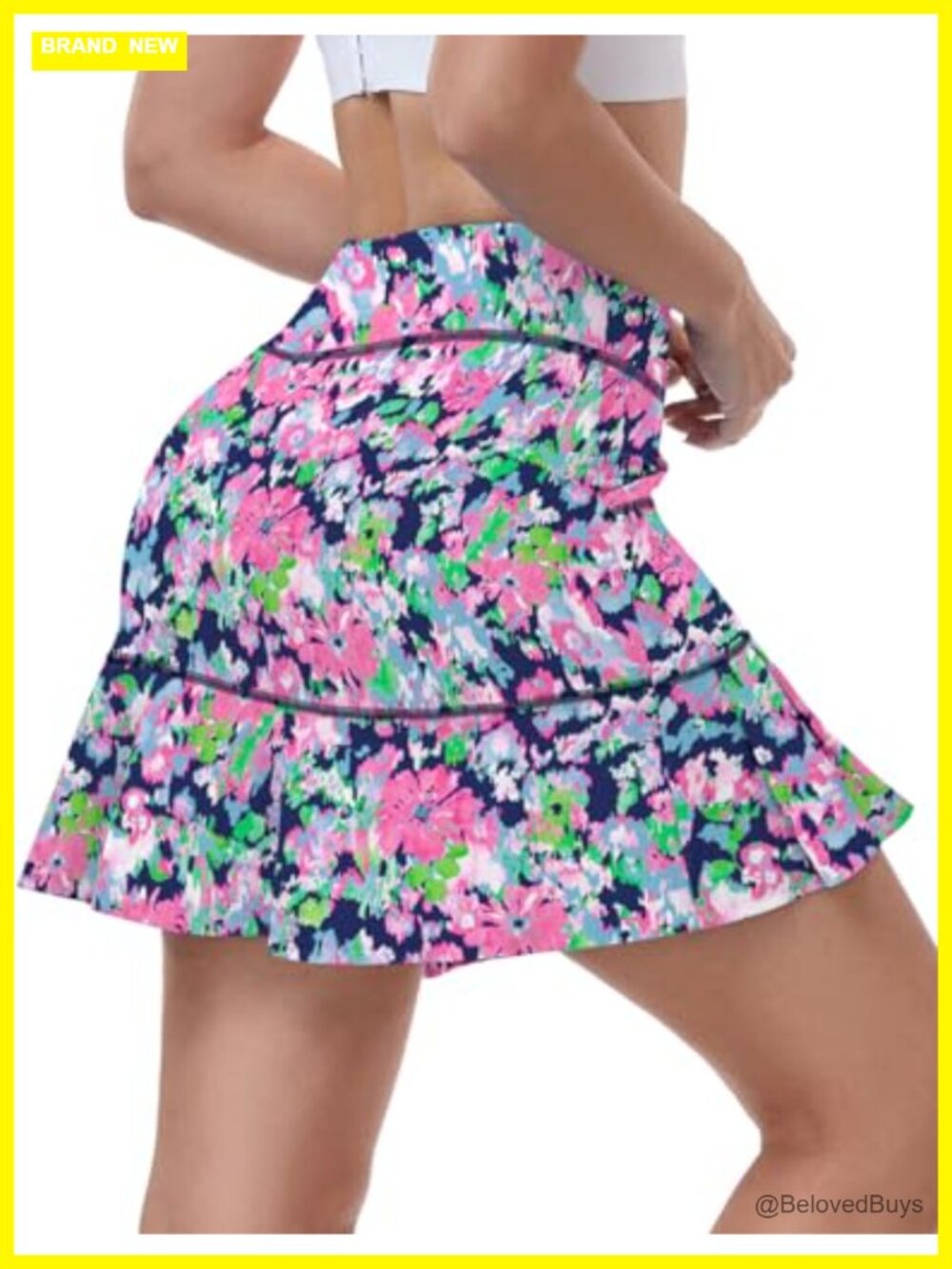 Pleated Athletic Skort with Pockets High Waist Tennis Golf Running Skirt